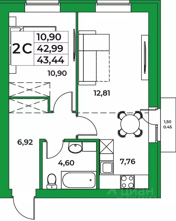 1-к кв. Башкортостан, Уфимский район, Зубовский сельсовет, с. Зубово ... - Фото 1