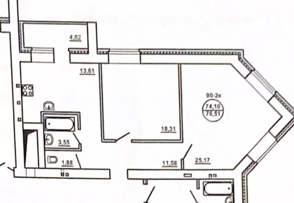 2-к кв. Новосибирская область, Новосибирск ул. Титова, 253/6 (74.0 м) - Фото 2