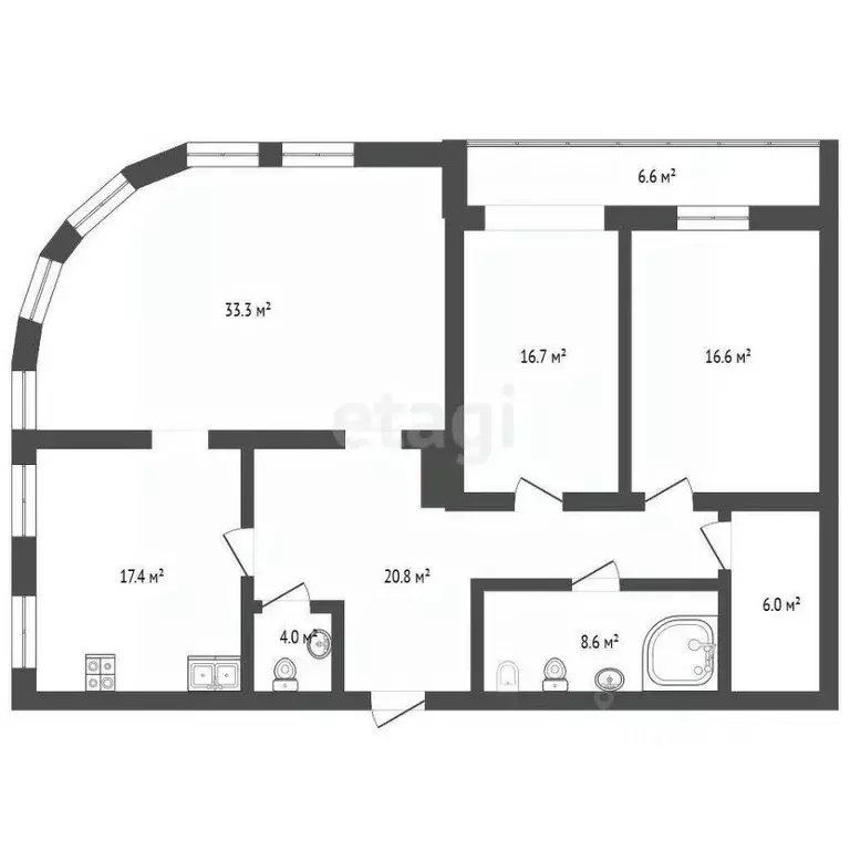 3-к кв. Вологодская область, Вологда просп. Победы, 97 (121.5 м) - Фото 2
