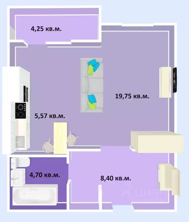 1-к кв. Омская область, Омск ул. Завертяева, 18к12 (42.67 м) - Фото 0