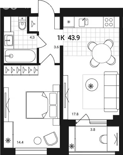 2-комнатная квартира: Обь, Геодезическая улица, 6Вк2 (40.1 м) - Фото 1