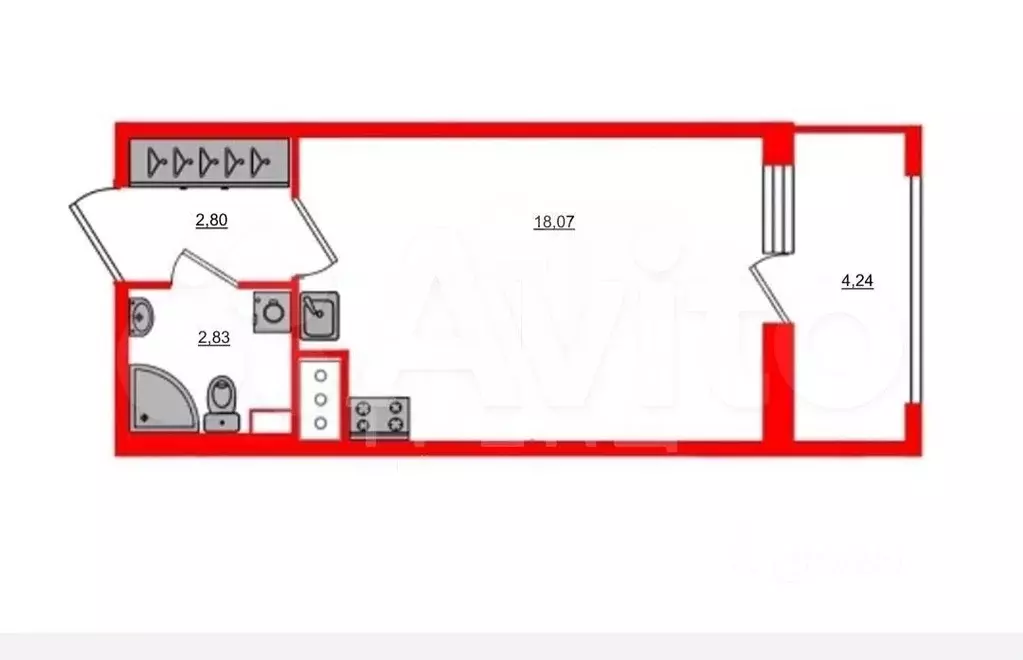 Квартира-студия, 26 м, 4/12 эт. - Фото 0