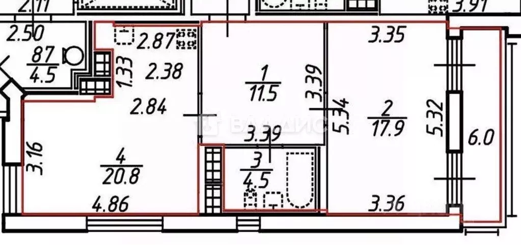 1-к кв. Санкт-Петербург ул. Среднерогатская, 11 (55.0 м) - Фото 0