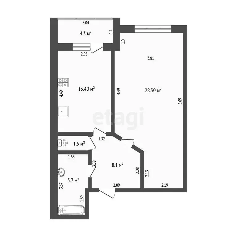 1-комнатная квартира: Тюмень, Депутатская улица, 80к2 (57 м) - Фото 0