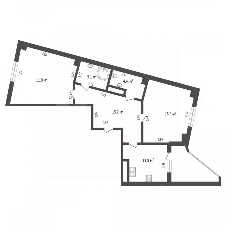 2-к кв. Тюменская область, Тюмень Широтная ул., 189к1 (76.0 м) - Фото 2