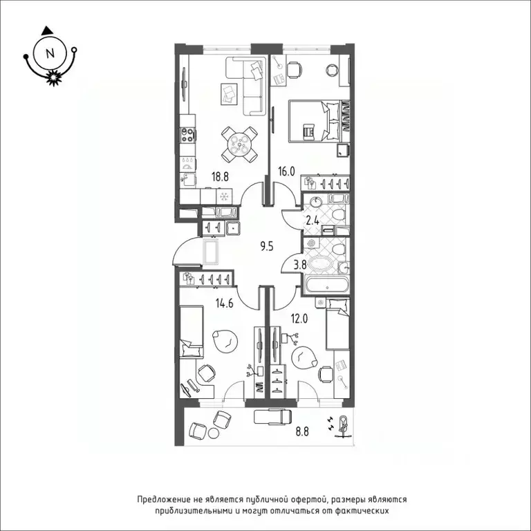 3-к кв. Омская область, Омск Зеленая река мкр, 12 (81.5 м) - Фото 0