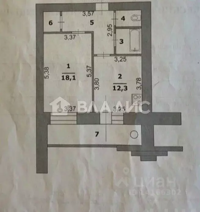 1-к кв. Белгородская область, Белгород ул. Щорса, 55 (48.5 м) - Фото 2