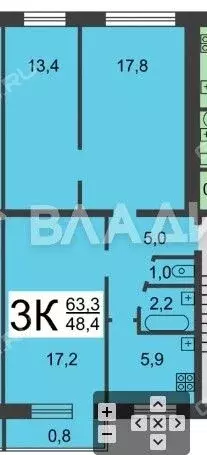 3-к кв. Нижегородская область, Нижний Новгород Московское ш., 84А ... - Фото 1