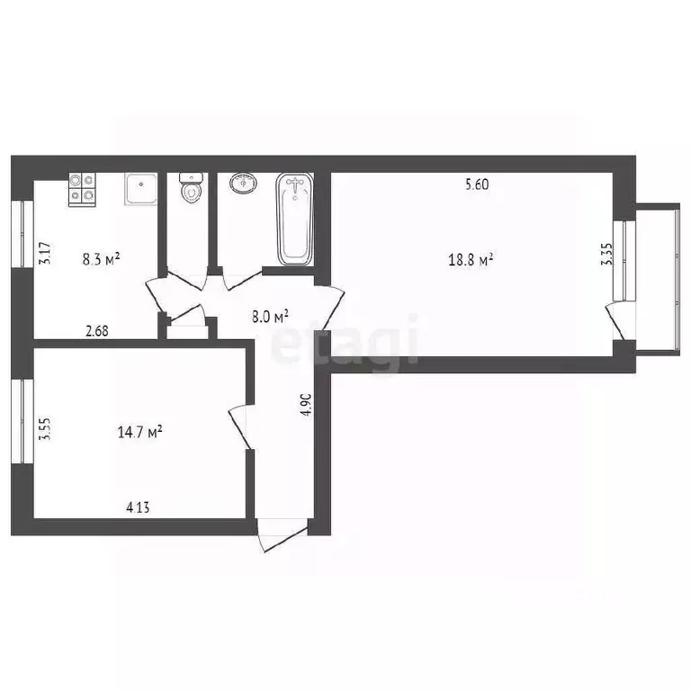 2-к кв. Московская область, Лыткарино Октябрьская ул., 2 (54.9 м) - Фото 0