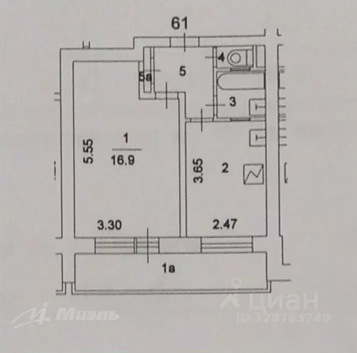 Квартира, 1 комната, 32.29 м - Фото 2