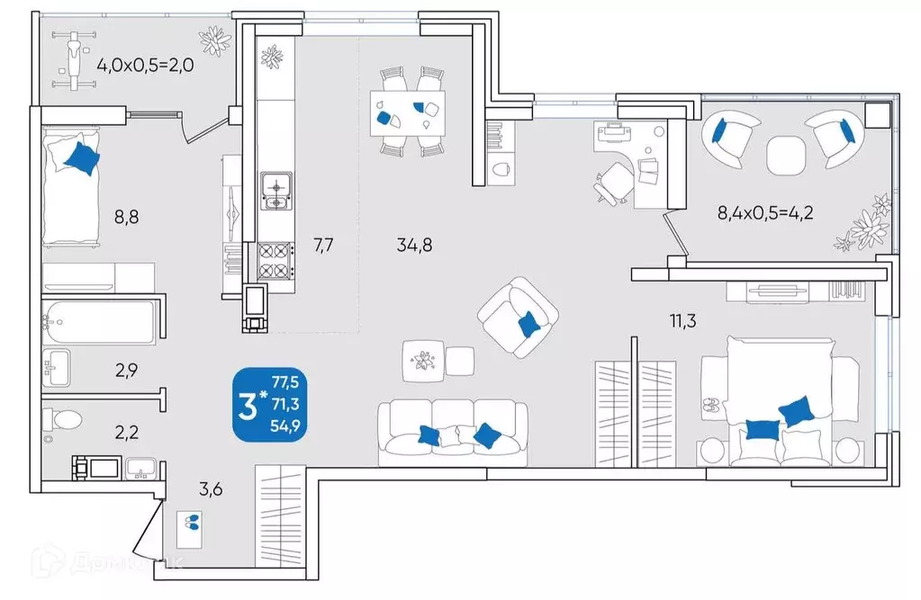 Продаётся 3-к квартира, 77.5 м - Фото 1