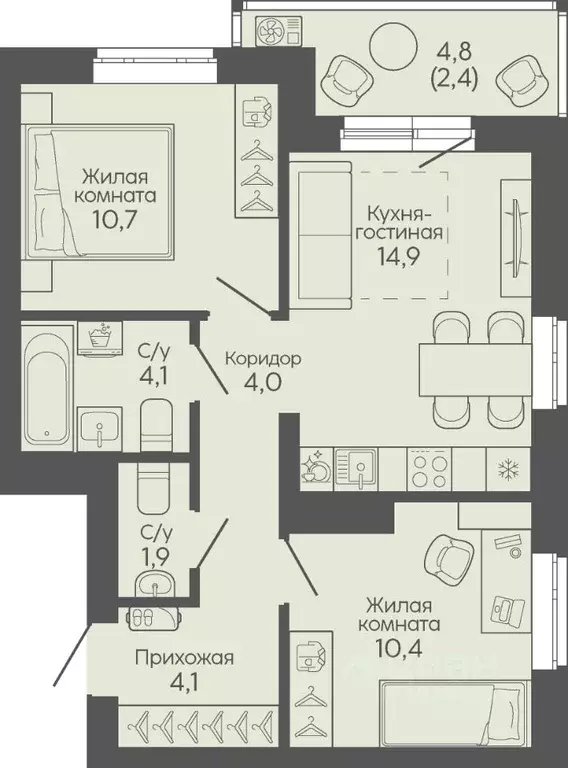 2-к кв. Волгоградская область, Волгоград Трехгорная ул., 27 (52.5 м) - Фото 1