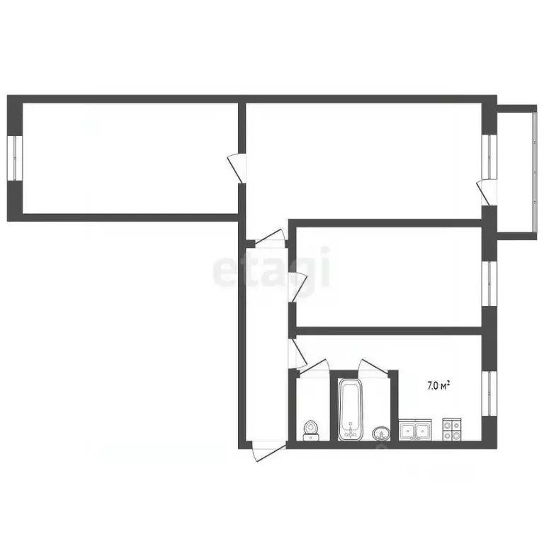 3-к кв. Челябинская область, Миасс ул. Попова, 11 (60.1 м) - Фото 1
