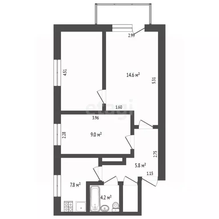 3-к кв. Свердловская область, Талица ул. Циховского, 12 (55.1 м) - Фото 1