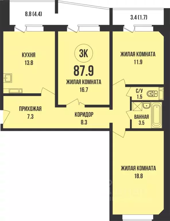 3-к кв. Новосибирская область, Новосибирск ул. Имени генерал-майора ... - Фото 0