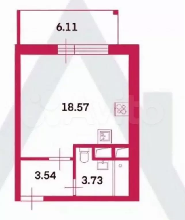 Квартира-студия, 25,2 м, 4/19 эт. - Фото 0