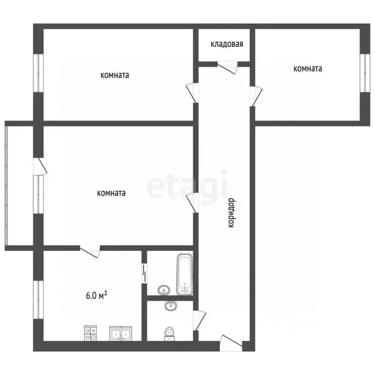 3-к кв. Ростовская область, Таганрог ул. Свободы, 24 (55.0 м) - Фото 2