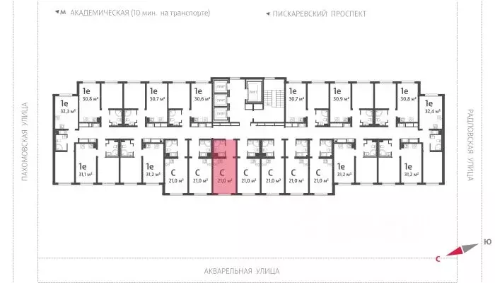 Студия Санкт-Петербург ул. Пахомовская, 12к2 (20.7 м) - Фото 1