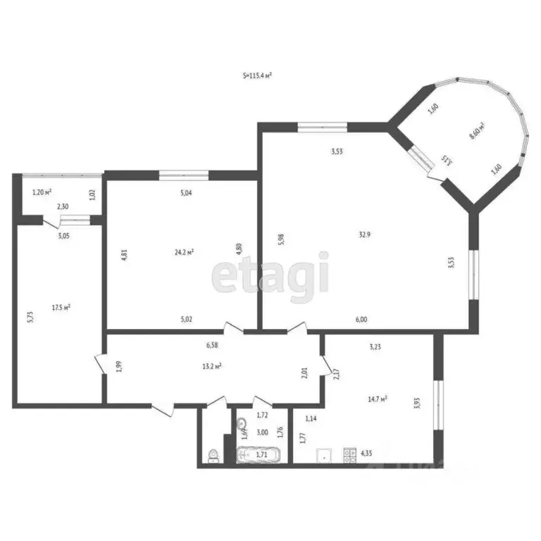 3-к кв. Тамбовская область, Тамбов ул. Рылеева, 59Ак3 (115.4 м) - Фото 1