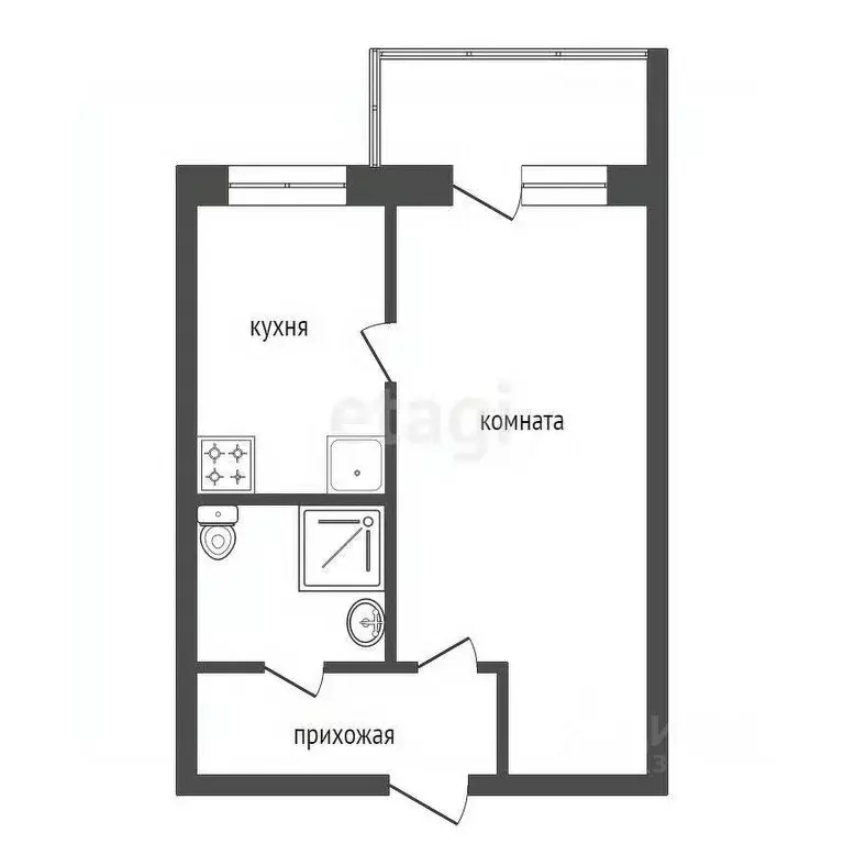 1-к кв. Красноярский край, Красноярск Лесопарковая ул., 21 (25.6 м) - Фото 1