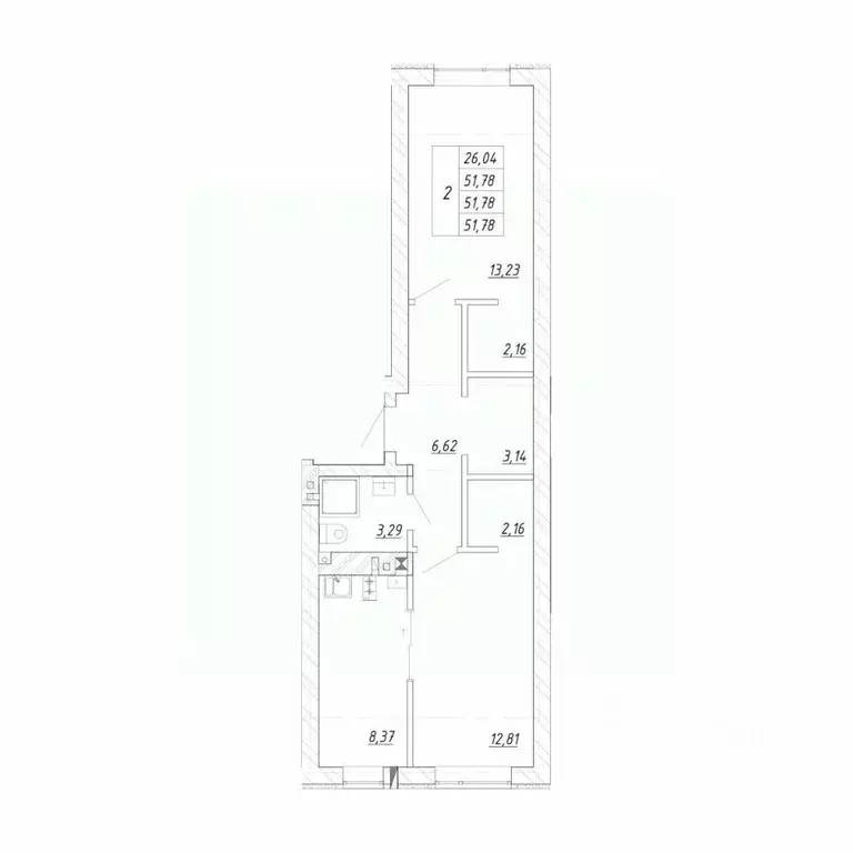 2-к кв. Калининградская область, Зеленоградск  (51.78 м) - Фото 1