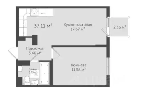 1-к кв. Крым, Евпатория ул. Имени 60-летия ВЛКСМ, 31/4 (36.0 м) - Фото 2