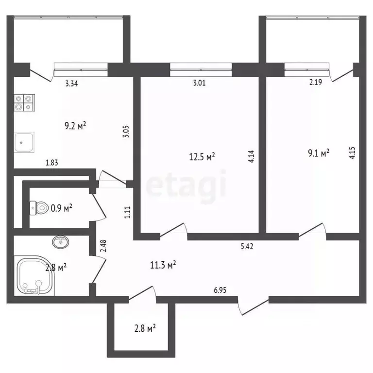 2-к кв. Тюменская область, Тюмень ул. Прокопия Артамонова, 4 (49.8 м) - Фото 0