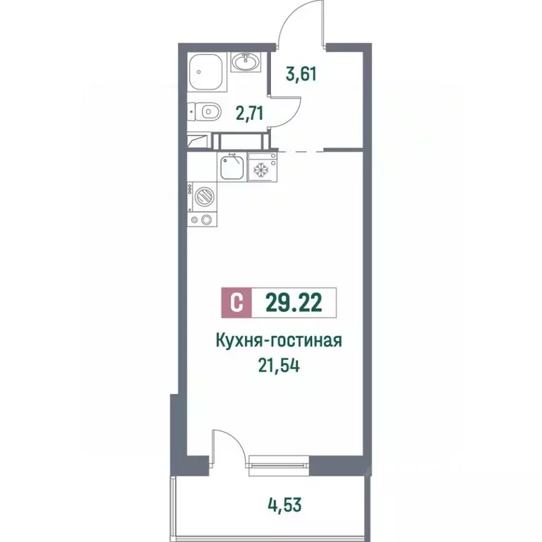 Студия Ленинградская область, Мурино Всеволожский район, просп. ... - Фото 0