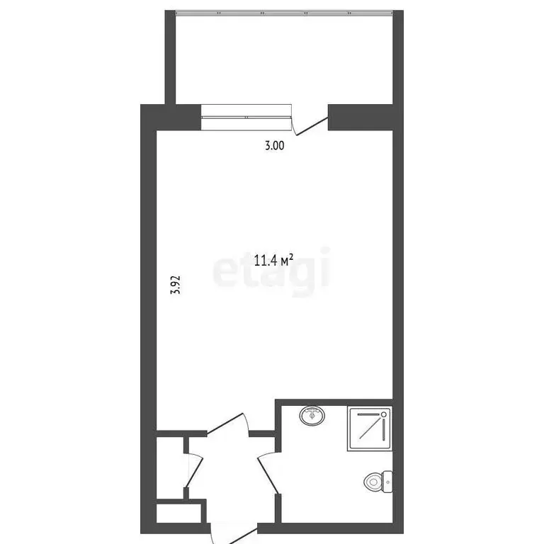 Квартира-студия: Тюмень, Олимпийская улица, 20 (16.8 м) - Фото 1