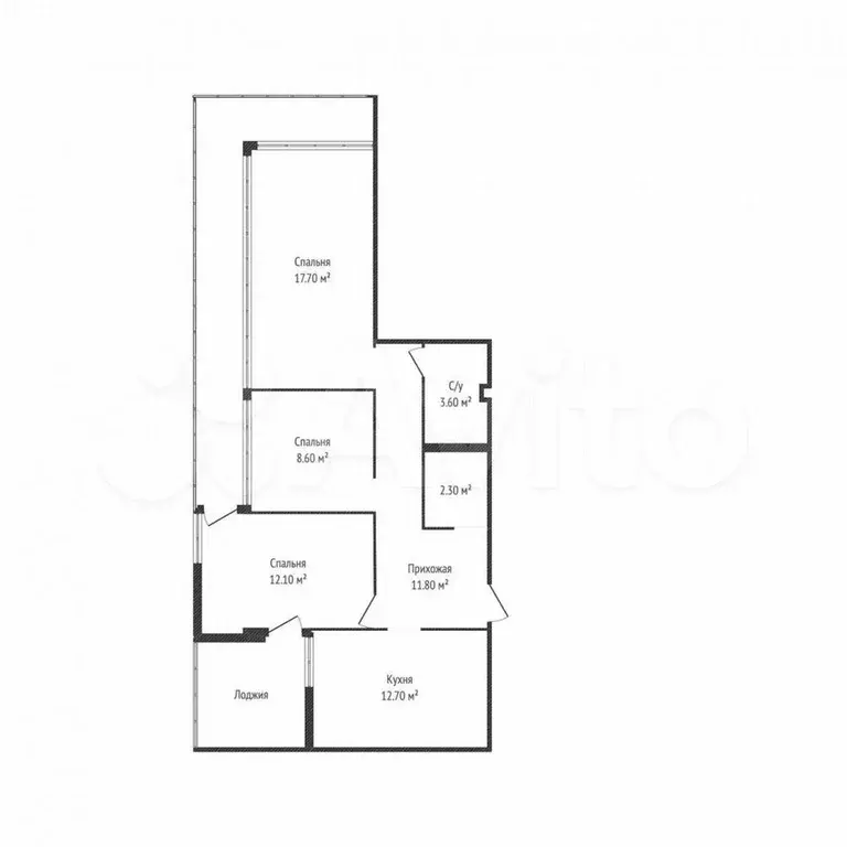 3-к. квартира, 71 м, 16/17 эт. - Фото 0