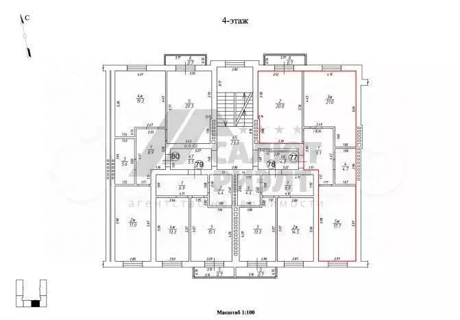 2-к. квартира, 72,5 м, 4/5 эт. - Фото 0