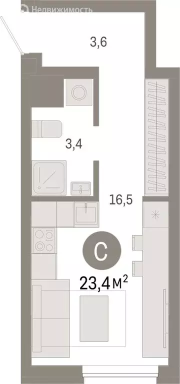 Квартира-студия: Екатеринбург, переулок Ритслянда, 15 (23.43 м) - Фото 0