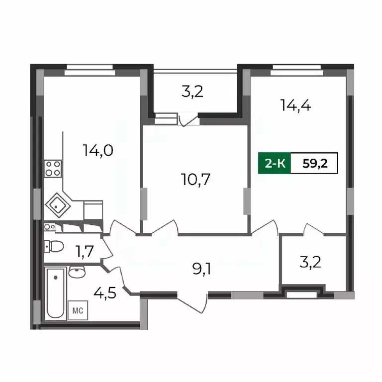 2-к кв. Владимирская область, Владимир бул. Сталинградский, 5 (59.2 м) - Фото 0