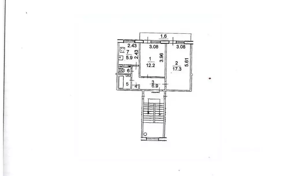2-к кв. Псковская область, Псков ул. Байкова, 3 (47.0 м) - Фото 2