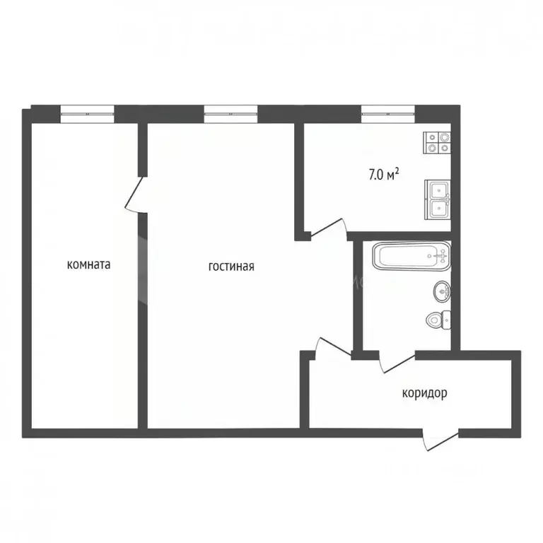 2-к кв. Тюменская область, Тюмень ул. Парфенова, 28 (46.3 м) - Фото 2