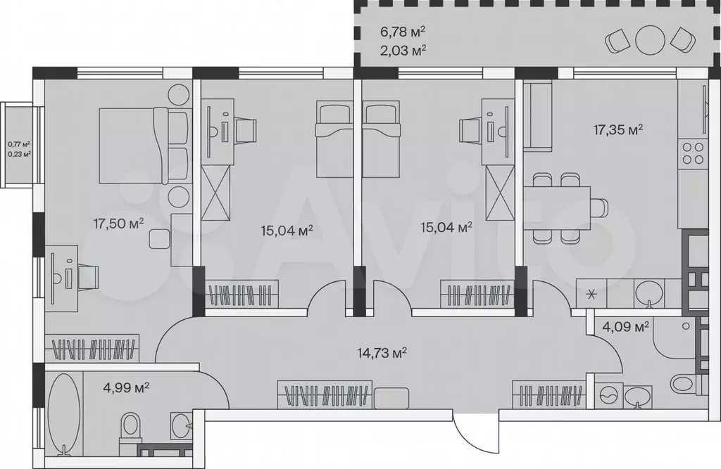 3-к. квартира, 91 м, 7/7 эт. - Фото 1