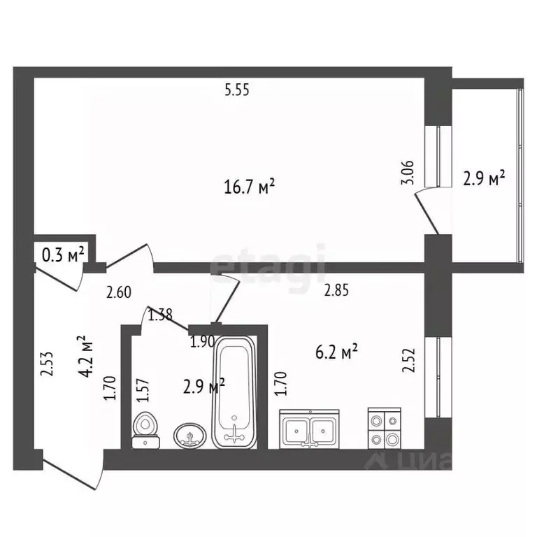 1-к кв. Башкортостан, Стерлитамак ул. Худайбердина, 79 (30.3 м) - Фото 2