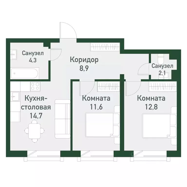 2-к кв. Челябинская область, Челябинский городской округ, пос. ... - Фото 0