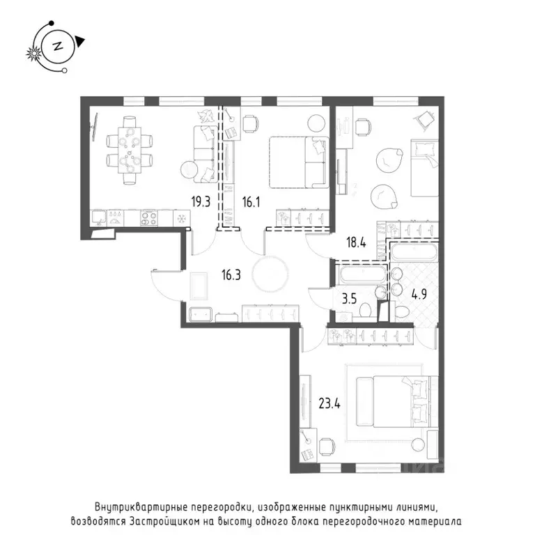 3-к кв. Санкт-Петербург Лисичанская ул., 15 (102.1 м) - Фото 0