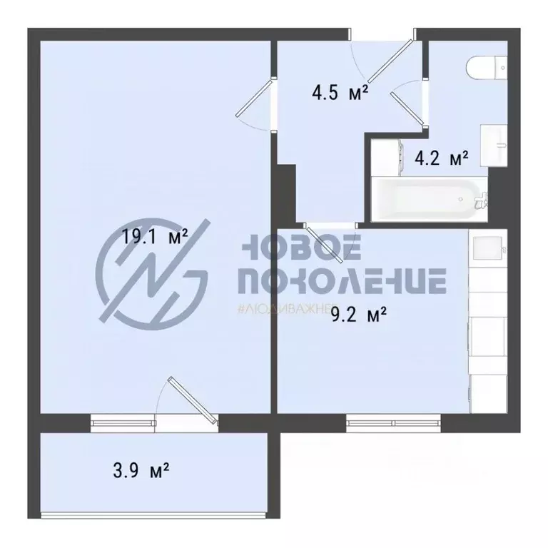 1-к кв. Омская область, Омск пос. Биофабрика, 18к1 (37.0 м) - Фото 0