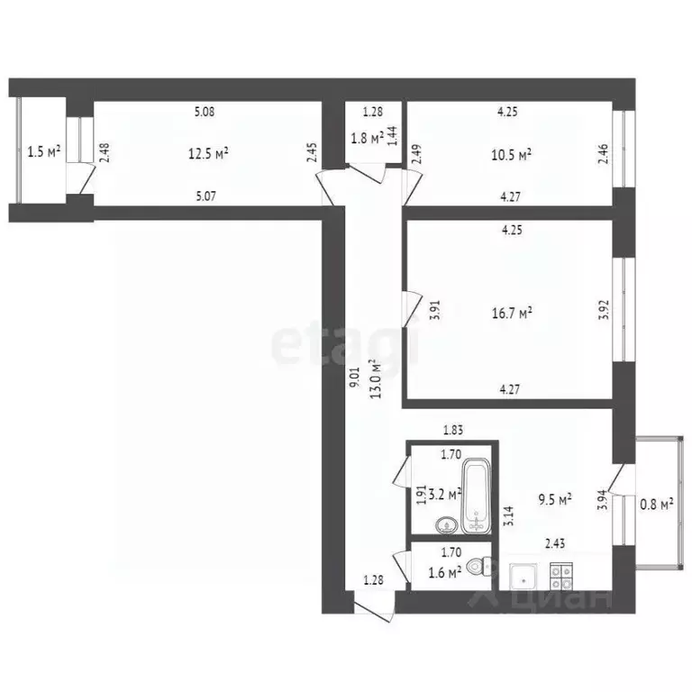 3-к кв. Мордовия, Саранск Республиканская ул., 39 (68.8 м) - Фото 0