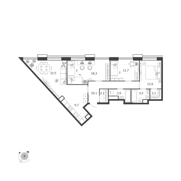4-к кв. Москва Летниковская ул., 6к2 (96.2 м) - Фото 1