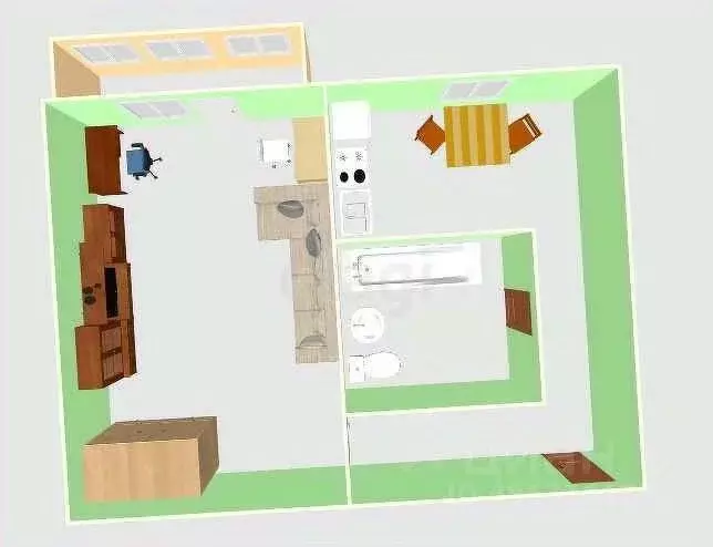 1-к кв. Сахалинская область, Южно-Сахалинск просп. Победы, 17 (30.1 м) - Фото 2