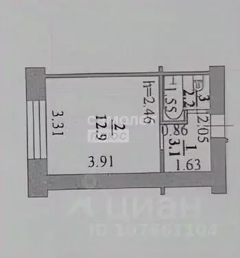 1-к кв. Липецкая область, Липецк просп. Победы, 74 (18.2 м) - Фото 2
