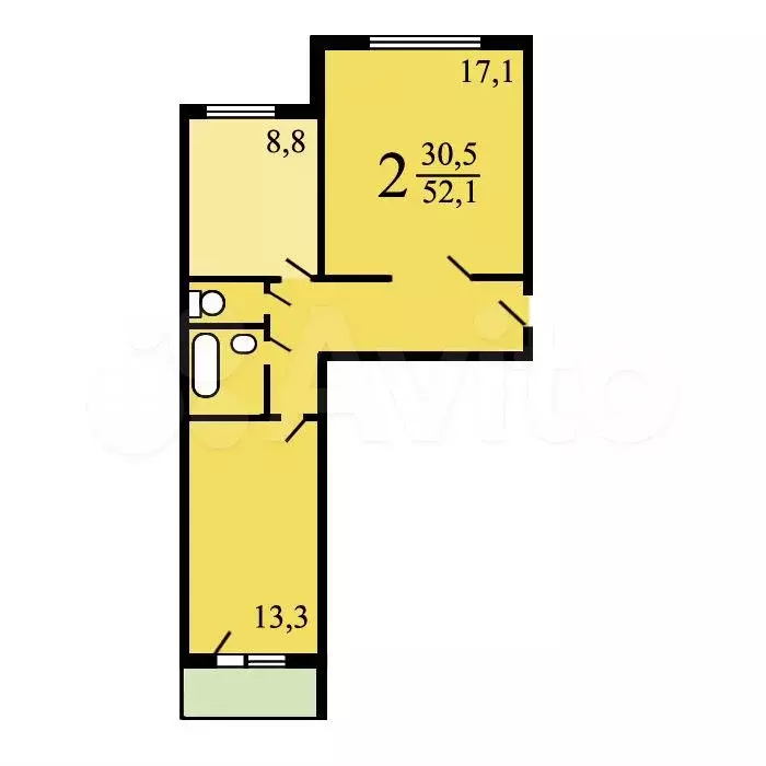 Комната 13,3 м в 2-к., 6/12 эт. - Фото 1