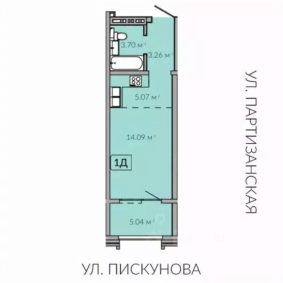 Студия Иркутская область, Иркутск Байкальская ул., 91 (30.88 м) - Фото 1