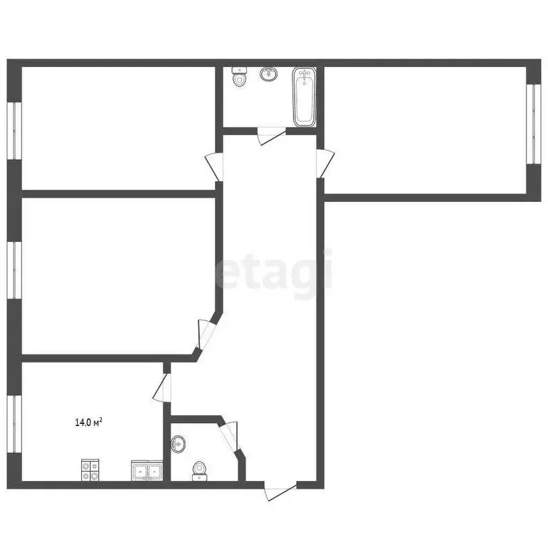 3-комнатная квартира: Нальчик, улица Атажукина, 12к3 (105 м) - Фото 1
