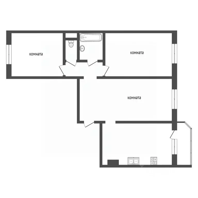 3-к кв. Тюменская область, Тюмень ул. Константина Посьета, 7 (86.3 м) - Фото 2