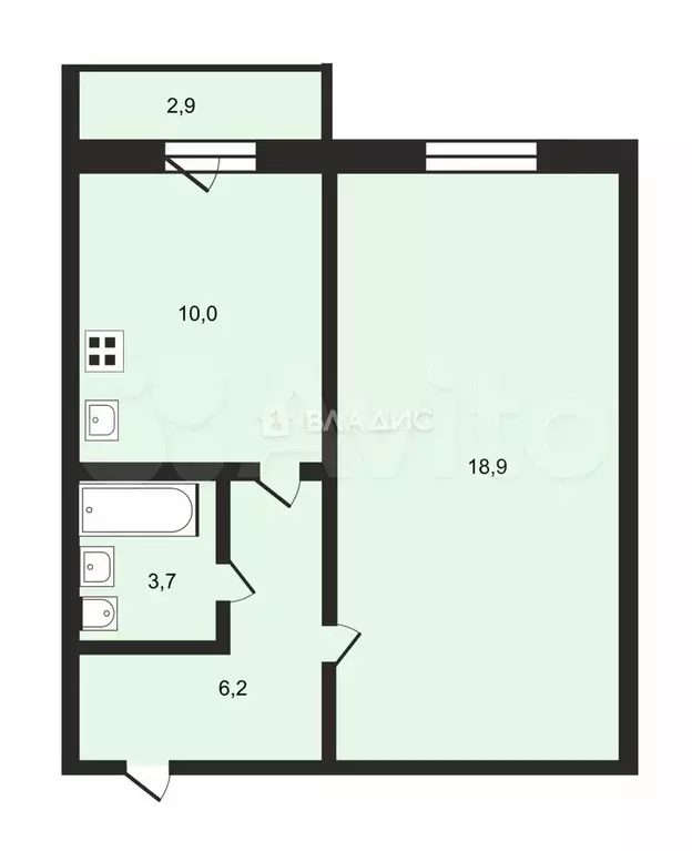 1-к. квартира, 38 м, 6/7 эт. - Фото 0