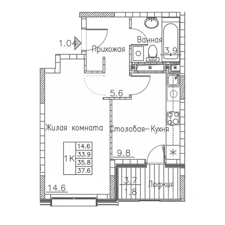 1-к кв. Приморский край, Владивосток ул. Расула Гамзатова, 7к1 (37.6 ... - Фото 2